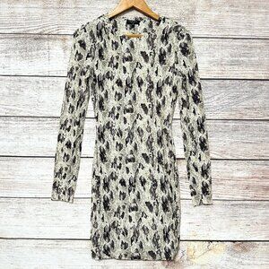 Rag & Bone Snake Print Bodycon Mini Dress Womens Long Sleeve Beige XS